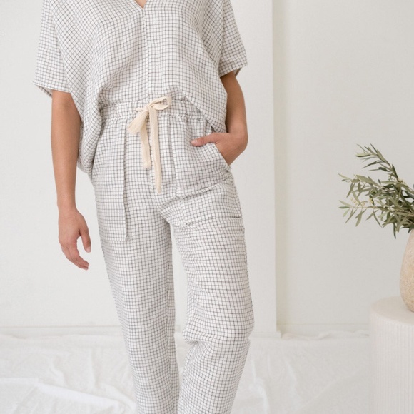 Laude the Label Lenora Trouser in Natural Checker - Picture 2 of 4